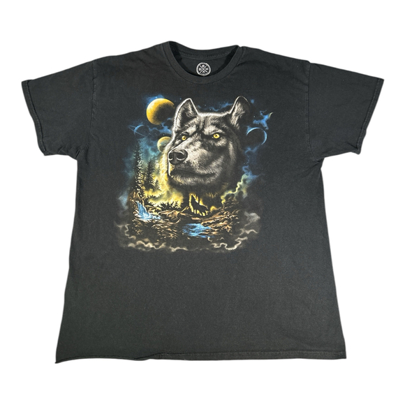 VTG Wolf Forest DOM Graphic T-Shirt Men's XL 90s - Picture 2 of 4